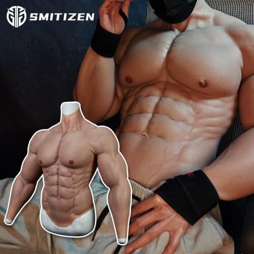 SMITIZEN Cosplay Silicone Upgraded Muscle Suit With Arms For Male Realistic Artificial Fake Belly Muscle Macho Men Chest Suit