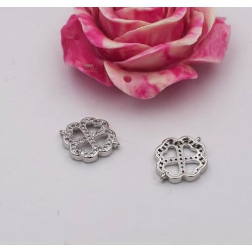 High-grade microscope zircon Diy hand-string materials Four Leaf Clover buckle fashion long sweater chain link clasp 2pc/lot