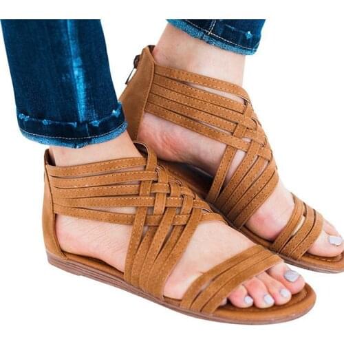 Sandals Women 2020 Roman Style Summer Shoes Woman Zipper Fashion Flat Sandals Women Zapatos Woman Shoes Sandals Women Flat