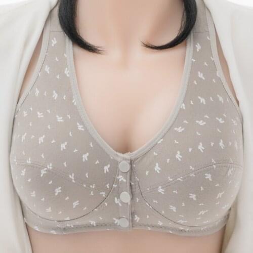 Women Front Button Bra Without Wire Steel Wireless Cotton Bralette without lining Ultra-thin Cup Lingerie Underwear 95122b