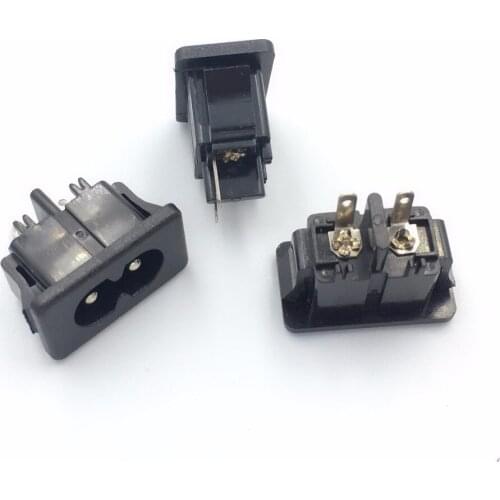 10Pcs AC 250V 2.5A 2Pin Black Male Plug IEC320 C8 Power Socket Connector