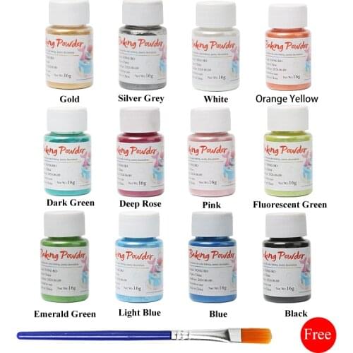 16g Edible Gold Powder Glitter Powder Silver Pearl Powder Baking Color Dust Mousse Cake Fondant Macaron Chocolate Decoration