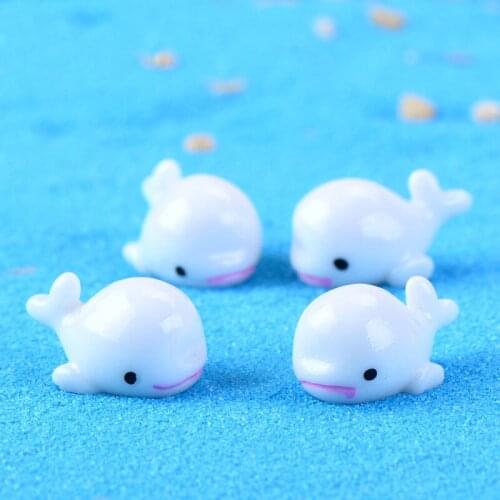 20PCS Cute White Dolphin Animal Miniatures Fairy Garden Gnome Moss Terrarium Decor Crafts Bonsai Home Decoration Accessories
