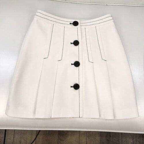 2019 Time-limited Promotion Polyester Viscose England Style Summer Skirt Single-breasted A Personality Open Wire Short Female