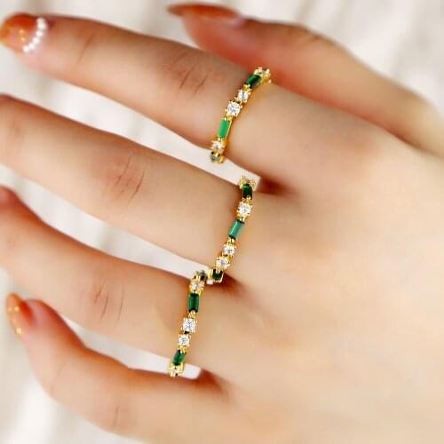 2020 Geometric Irregular Rings For Women Girls Micro Paved Green White CZ Fashion Gold Filled Gorgeous Daily Accessories Jewelry