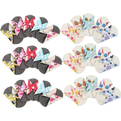 30pcs Sanitary Pad Reusable Bamboo Cloth Menstrual Pads Panty Liners 7"