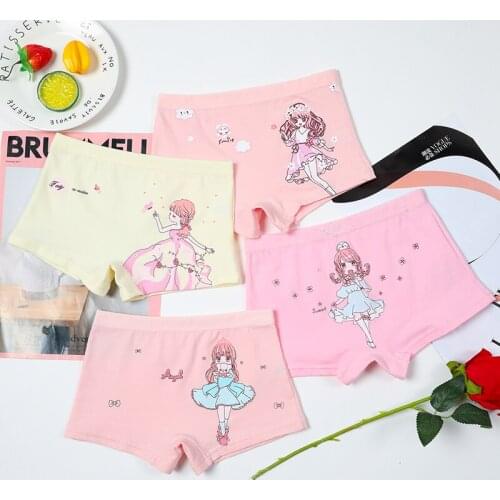 4 Pieces/lot Children Girls Panties Cotton Soft Pretty Cartoon Child Underwear For Kids Boxer Girl Panties Breathable Quality