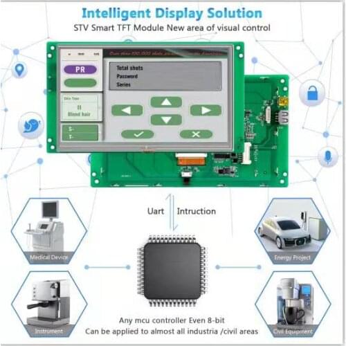 STONE 8.0 inch HMI TFT LCD Display Panel with UART Interface+CPU+GUI Design