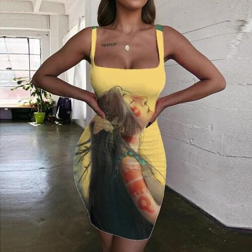 Giyu Brand Indios Dress Women Moon Ladies Dresses Painting Bodycon Dress Art 3d Print Womens Clothing Mini Evening New Beach