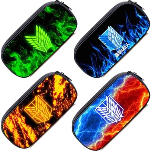 3D Anime Attack on Titan Season 4 Pencil Case Make Up Box Cosmetic Case Zipper Storage School Supplies Beauty Case Women