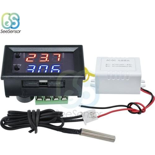 W1209WK AC 110V-220V DC 12V Digital Thermostat Temperature Controller Regulator NTC Sensor Meter Transformer Power Module