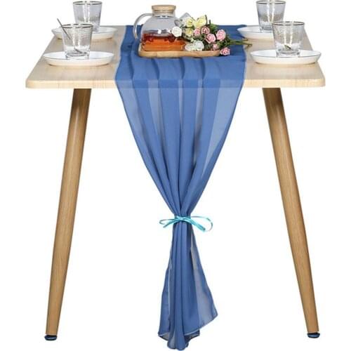 Long Chiffon Table Runner Romantic Wedding Party Tablecloth Rectangular Dining Table Runner Cover Cloth 28x118 Inches