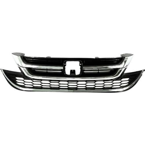 For Honda CRV CR-V 2010 2011 2pcs ABS Chrome Upper Lower Bumper Grille Grill Chrome Honeycomb Mesh