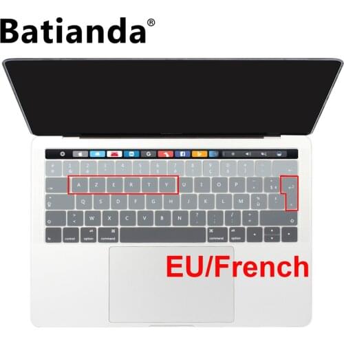 EURO AZERTY Ultra-Thin Soft Silicone Keyboard Cover Protector For 2019 Macbook Pro 13 15 Touch Bar A2159 A1706 A1707 A1989 A1990