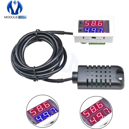 DC 12V 24V 10A W2062C Intelligent High Precision Digital Humidity Sensor Controller Red Blue Display