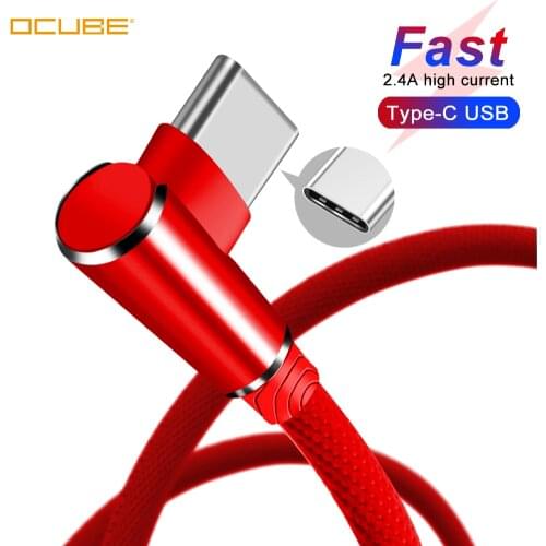 Type C Cable For Xiaomi Redmi Note 8 Pro Mi 9t A3 7 Samsung A50 A70 Honor 9x Tipo C Fast Charging Cabel 90 Degree Phone Charger