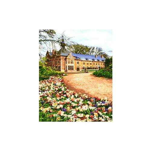 MaHuaf-W736 Manor landscape painting by numbers hand painted coloring by numbers on canvas for Living Room decor