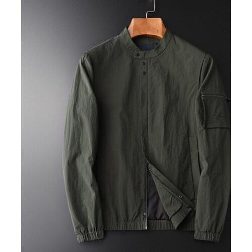 Classic Stand Collar Man Coats Plus Size 4xl Luxury Army Green Slim Fit Mens Jackets And Coats Spring And Autumn Slim Male Coats