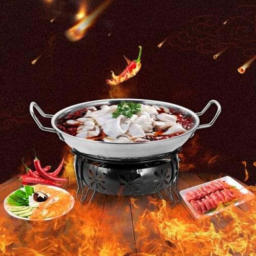 Thickened stainless steel small hot pot portable liquid alcohol furnace solid dry boiler hotel household boiler pot cooking