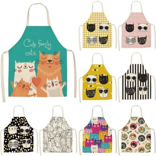 Cartoon cat pattern kitchen accessories aprons for women Apron for kitchen master apron Apron for hairdresser aprons for women