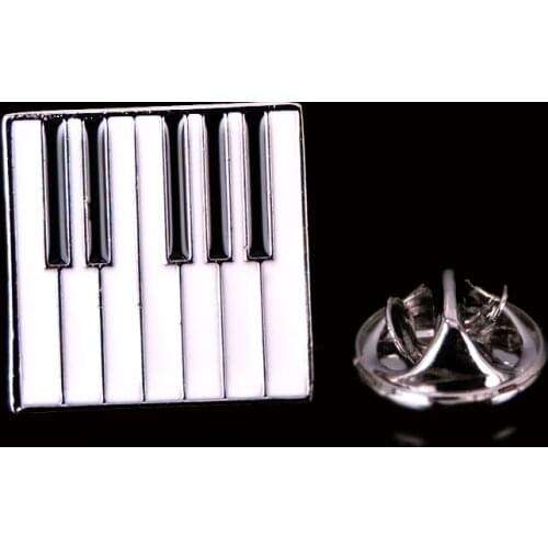 Summer new brass enamel craft silvery piano keyboard Brooch mens Lapel Pin fashion style hat scarf backpack badge jewelr