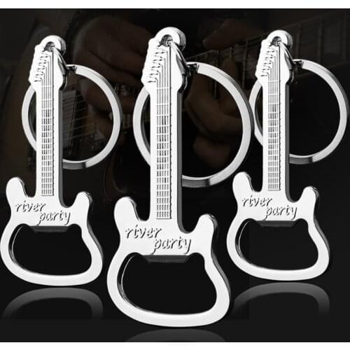 Multi-functional NIce Gifts Zinc Alloy Keychain Portable for Household Guitar Shape Beer Bottle Opener 1Pcs 3Colors