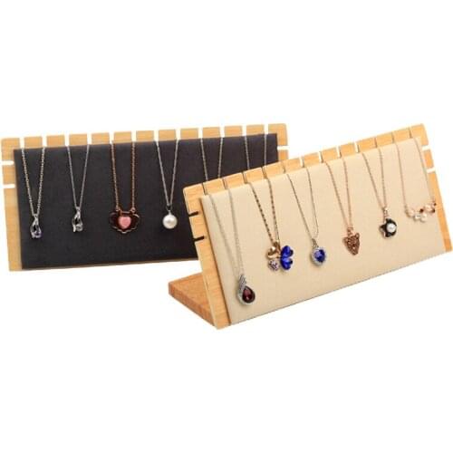 Fashion L-shaped solid wood necklace display stand, jewelry display props, creative pendant necklace storage rack