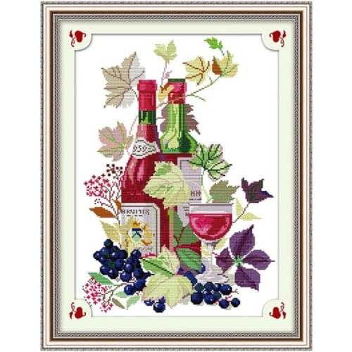 Life in wine glass cross stitch kit cartoon 14ct 11ct print canvas stitching embroidery DIY handmade needlework