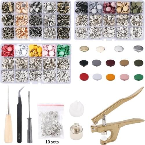 Leather Snap Fasteners Kit with Snaps Pliers, Metal Snaps Buttons and Sewing and Crafting Accessories for Clothing, Leather, Bag
