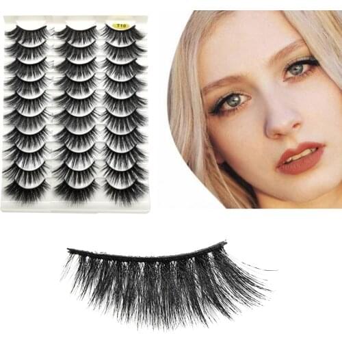 10 Pairs Multipack 5D Soft Mink Hair False Eyelashes Handmade Wispy Fluffy Long Lashes Nature Eye Makeup Tools Faux Eye Lashes