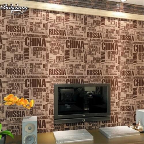 Beibehang Simple modern fashion brown letters alphabet wallpaper characteristics cafe bar background wall silver wallpaper