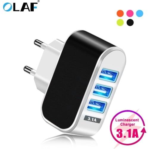 OLAF USB Charger 3 Ports 5V2A Travel USB Wall Power Adapter EU Charger USB Phone Chargers Charging For Huawei Mate 20 Lite P20