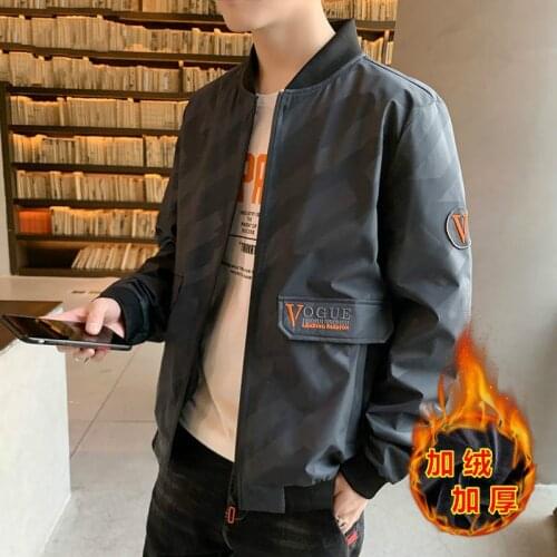 Autumn and winter plus velvet jacket mens tooling ins jacket mens trend is loose
