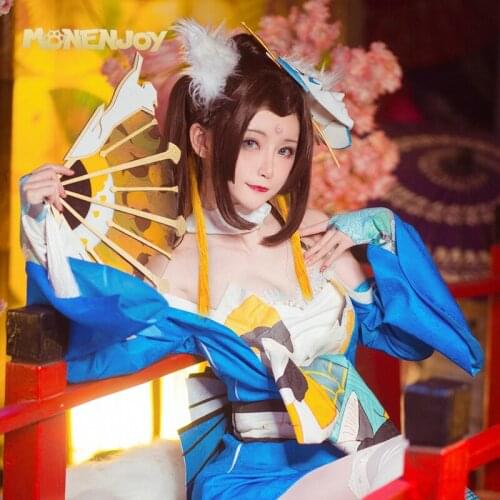 Monenjoy Honor of Kings Mai Shiranui Cosplay Wig Skin Dark Brown Cos Hair
