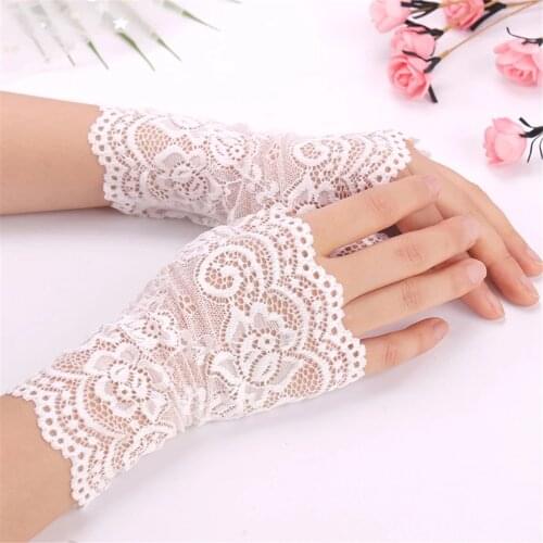 1pair Half Finger Lace Gloves Dance Short Gloves Sunscreen Driving Gloves Fingerless Mittens Spring Summer Accessories