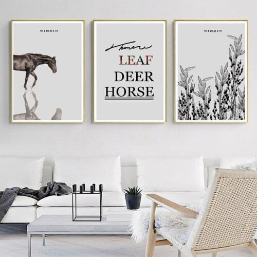 Scandinavian Poster Winter Nature Landscape Canvas Painting Horse Animal Paintings Wall Art Picture Nordic Home Decor
