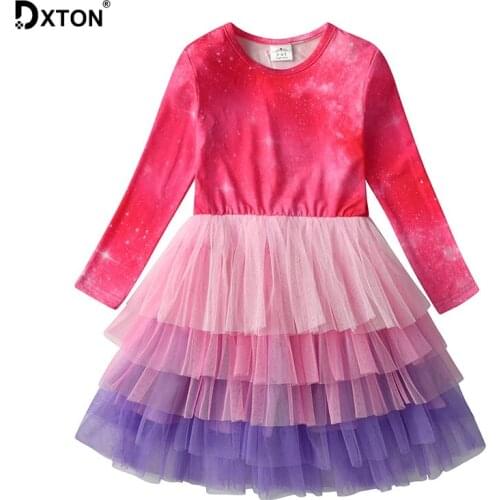 DXTON Princess Girls Dress Winter Long Sleeve Girls Costumes Dress Patchwork Kids Clothes 2019 Christmas Children Girls Dresses