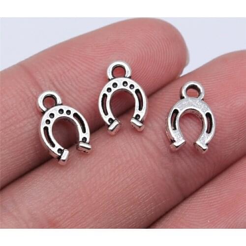 20Pcs 12x8mm Horseshoe Charms Hand Made Jewelry Accessories For Jewelry Making Antique Silver Color Alloy Charms