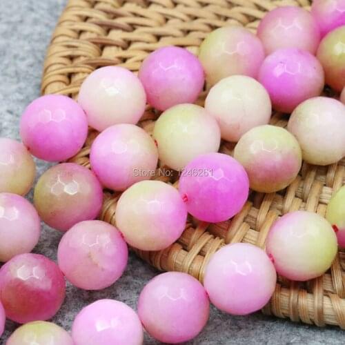 8 10 12mm Multicolor Flower Peach Blossom Chalcedony DIY Loose Round Beads Faceted Stone Women Girls Gifts Jewelry Making Design