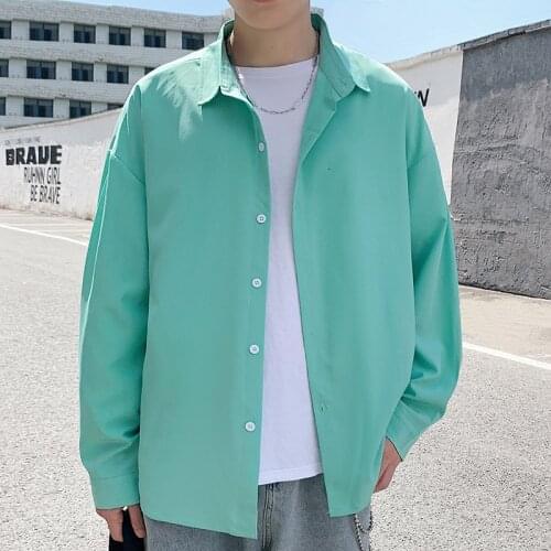 Simple All Match Loose Camisas De Hombre Streetwear 3Colors Plus Size 5Xl-M Autumn Winter Solid Long Sleeve Men Casual Shirts