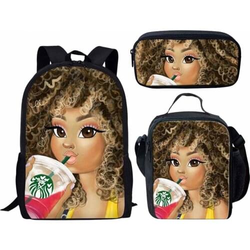 Schoolbags for Teenage Girls Kids Black Girl Magic Print School Backpacks Children Custom Cartoon School Bag Set