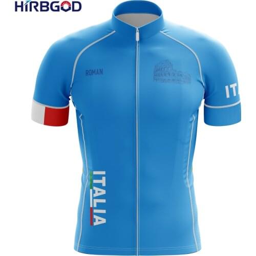 HIRBGOD Blue Round Neck Pockets Cycling Wear for Italia Roman Ancient Architecture Logo Sports Jersey Breathable Shirt,TYZ676-01