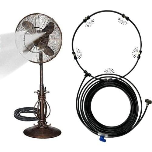 Misting Cooling System Water Irrigation Fan Misting Mister Kit 33FT (10M) Misting Line + 5 Brass Mist Nozzles 3/4”Brass Adapter