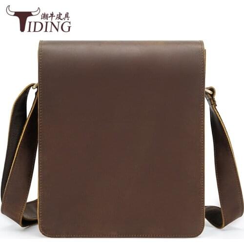 Mens Shoulder Bags Real Leather Vintage Travel Fashion Casual Business Crossbody Bag Male