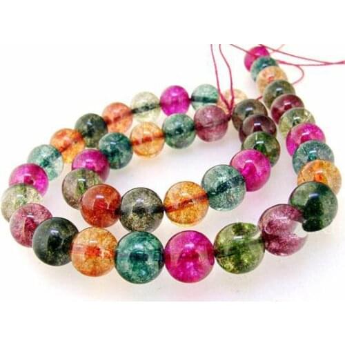 Unique Pearls jewellery Store Charming 12MM Round Multicolor Tourmaline Color Quartz Gemstone Beads one Full Strand 15
