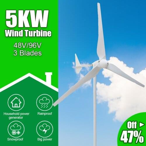 Wind Generator 3 Blades 5KW 48V/96V Wind Turbine Power Generator With MPPT Controller For Marine and Land