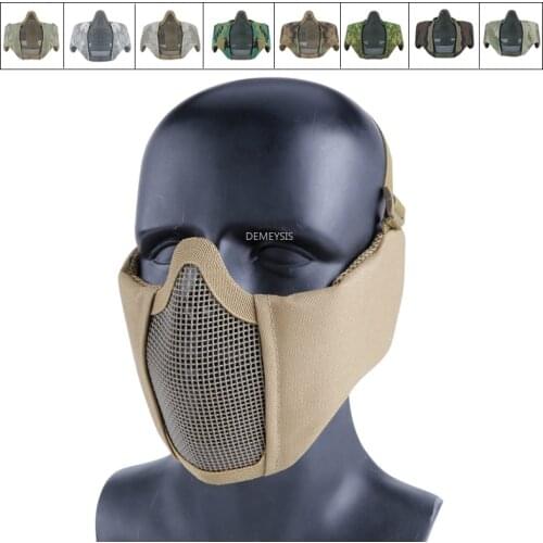 1000D Nylon High Quality Military Tactical Mask Airsoft Shooting Mesh Mask with Ear Protection Paintball Masks for Hunting CS