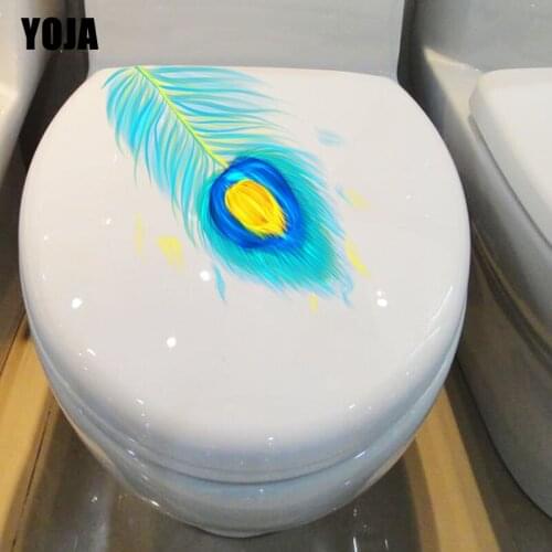 YOJA 22.5X23.1CM Bird Animals Toilet Sticker Home Wall Decal Decor Beautiful Phoenix Feather T3-1167