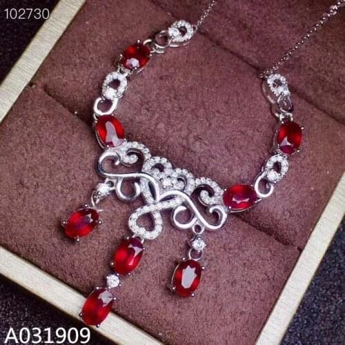 KJJEAXCMY boutique jewelry 925 sterling silver inlaid Natural ruby gemstone female necklace pendant support detection fashion