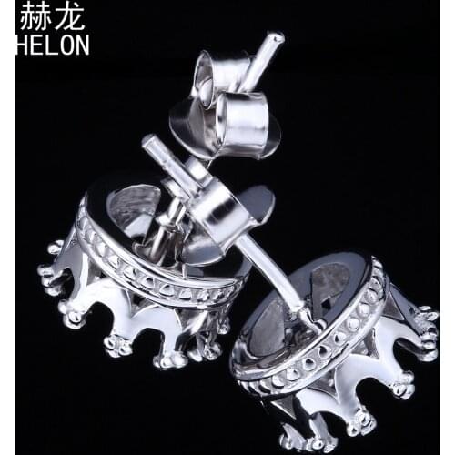 Wholesale Fine Jewelry Women 6.5mm Round 925 Sterling Silver Semi-Mount Art Deco Vintage Antique Women Fine Gift Stud Earrings